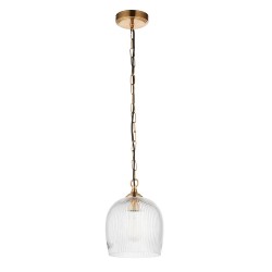 Ashcroft Ribbed - Brushed Aged Brass Pendant with Clear Ribbed Glass Ashcroft Ribbed - Brushed Aged Brass Pendant with Clear Ribbed Glass