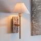 - Faro - Brown Marble & Vintage Brass Wall Lamp with Natural Linen Endon-120636 - Faro - Brown Marble & Vintage Brass Wall Lamp with Natural Linen
