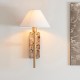 - Faro - Brown Marble & Vintage Brass Wall Lamp with Natural Linen Endon-120636 - Faro - Brown Marble & Vintage Brass Wall Lamp with Natural Linen