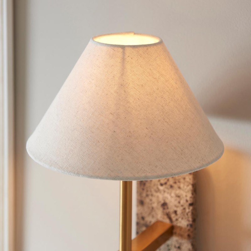 - Faro - Brown Marble & Vintage Brass Wall Lamp with Natural Linen Endon-120636 - Faro - Brown Marble & Vintage Brass Wall Lamp with Natural Linen