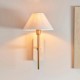 Wall Lights - Faro - Travertine Stone & Vintage Brass Wall Lamp with Natural Linen Endon-120637 - Faro - Travertine Stone & Vintage Brass Wall Lamp with Natural Linen