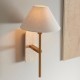 Wall Lights - Faro - Travertine Stone & Vintage Brass Wall Lamp with Natural Linen Endon-120637 - Faro - Travertine Stone & Vintage Brass Wall Lamp with Natural Linen
