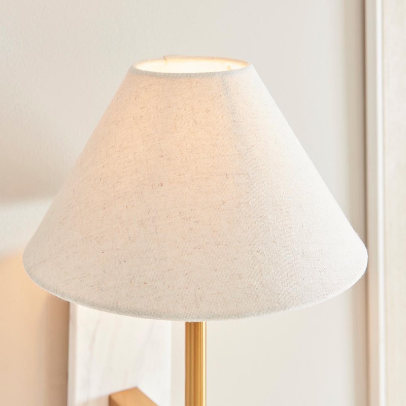 Wall Lights - Faro - White Marble & Vintage Brass Wall Lamp with Natural Linen Endon-120638 - Faro - White Marble & Vintage Brass Wall Lamp with Natural Linen