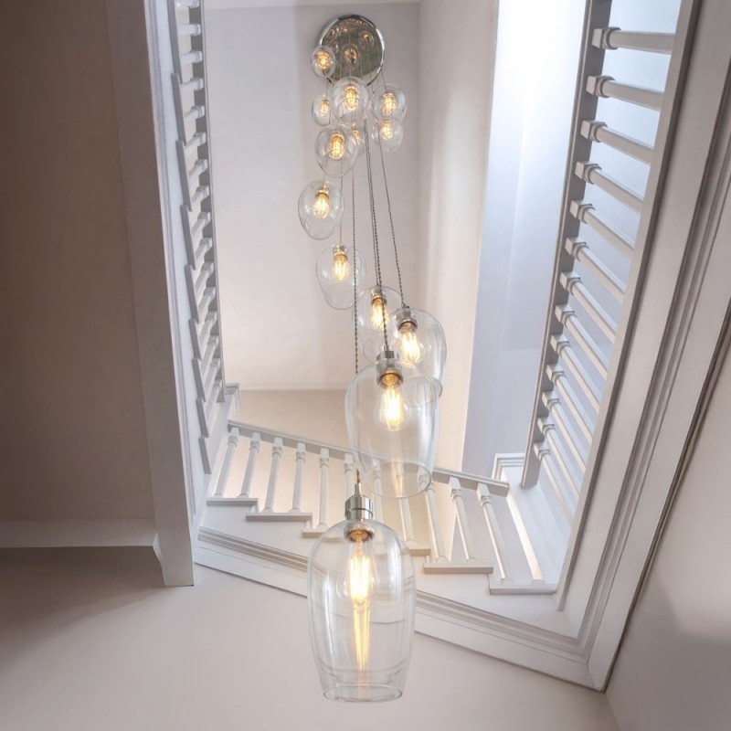 - Marinella - Bright Nickel 13 Light Cluster Pendant with Clear Glass Ambience-120641 - Marinella - Bright Nickel 13 Light Cluster Pendant with Clear Glass