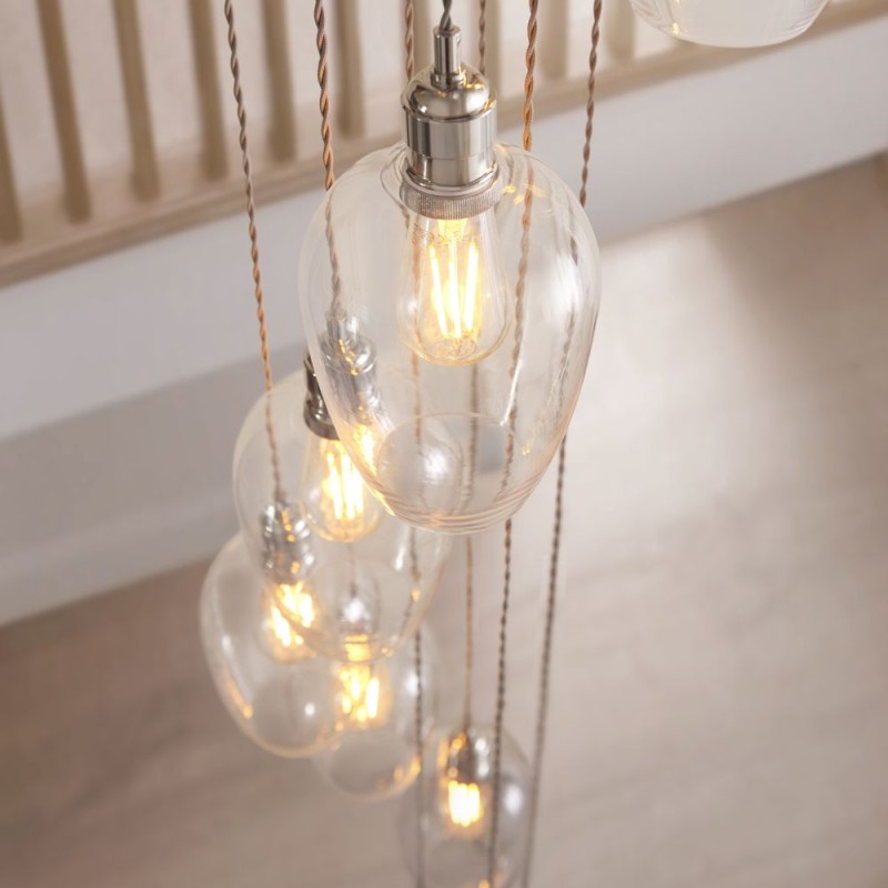 - Marinella - Bright Nickel 13 Light Cluster Pendant with Clear Glass Ambience-120641 - Marinella - Bright Nickel 13 Light Cluster Pendant with Clear Glass