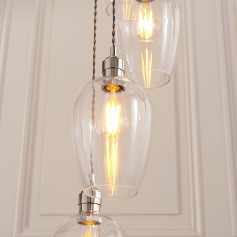 - Marinella - Bright Nickel 13 Light Cluster Pendant with Clear Glass Ambience-120641 - Marinella - Bright Nickel 13 Light Cluster Pendant with Clear Glass