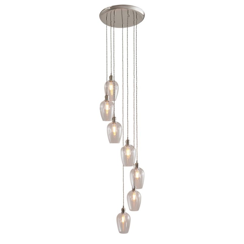- Marinella - Bright Nickel 7 Light Cluster Pendant with Clear Glass Ambience-120642 - Marinella - Bright Nickel 7 Light Cluster Pendant with Clear Glass