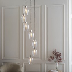 Marinella - Bright Nickel 7 Light Cluster Pendant with Clear Glass Marinella - Bright Nickel 7 Light Cluster Pendant with Clear Glass