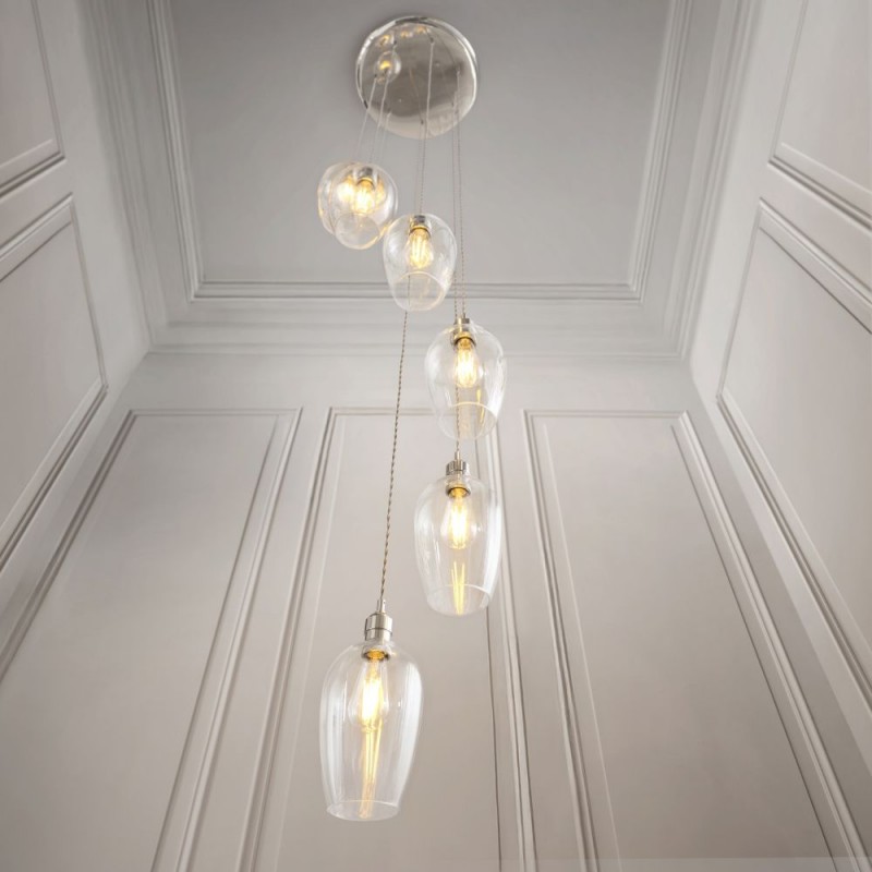 - Marinella - Bright Nickel 7 Light Cluster Pendant with Clear Glass Ambience-120642 - Marinella - Bright Nickel 7 Light Cluster Pendant with Clear Glass
