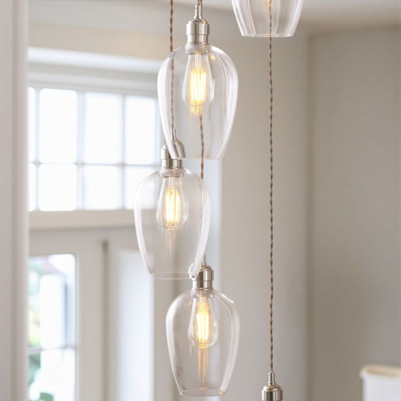 - Marinella - Bright Nickel 7 Light Cluster Pendant with Clear Glass Ambience-120642 - Marinella - Bright Nickel 7 Light Cluster Pendant with Clear Glass