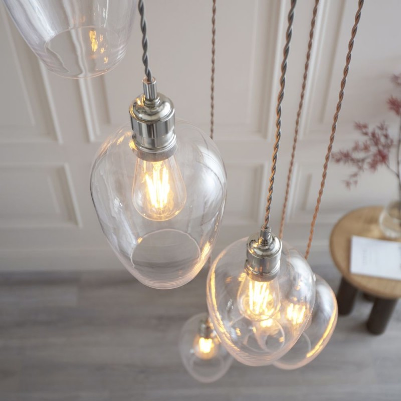 - Marinella - Bright Nickel 7 Light Cluster Pendant with Clear Glass Ambience-120642 - Marinella - Bright Nickel 7 Light Cluster Pendant with Clear Glass
