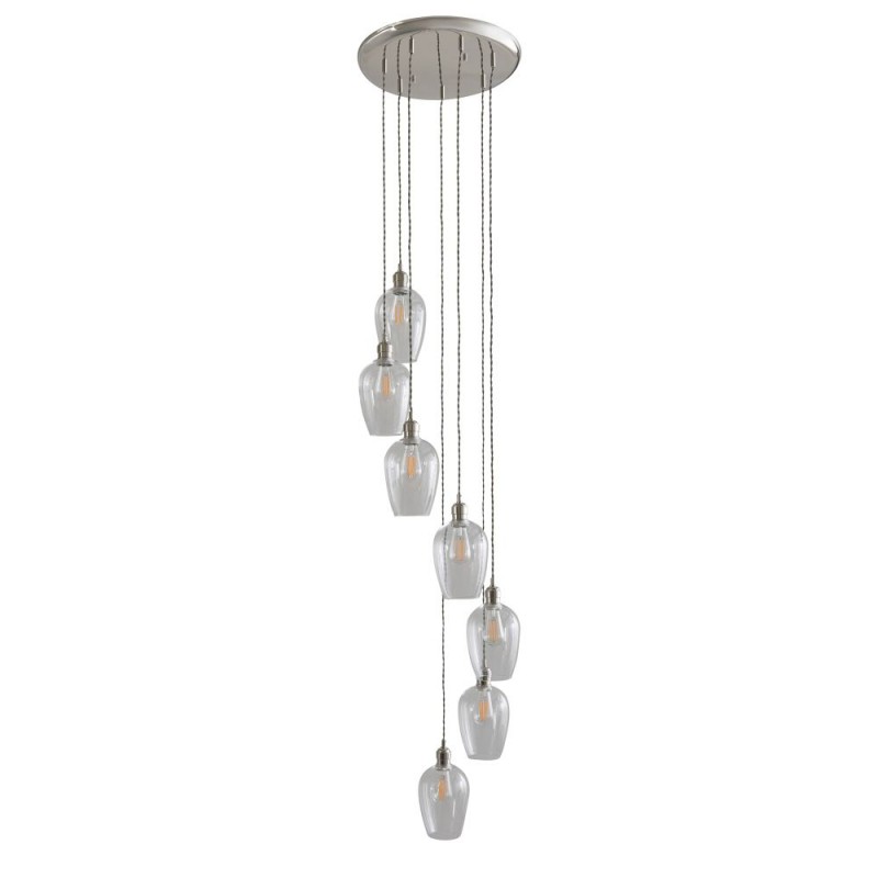 - Marinella - Bright Nickel 7 Light Cluster Pendant with Clear Glass Ambience-120642 - Marinella - Bright Nickel 7 Light Cluster Pendant with Clear Glass