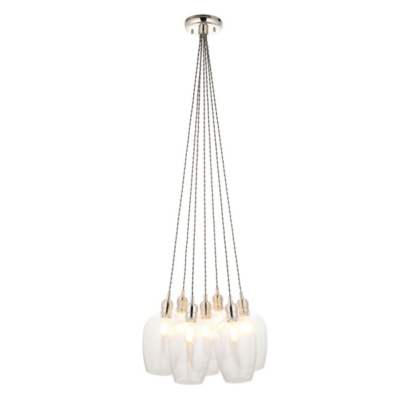 - Marinella - Bright Nickel 7 Light Cluster Pendant with Clear Glass Ambience-120643 - Marinella - Bright Nickel 7 Light Cluster Pendant with Clear Glass