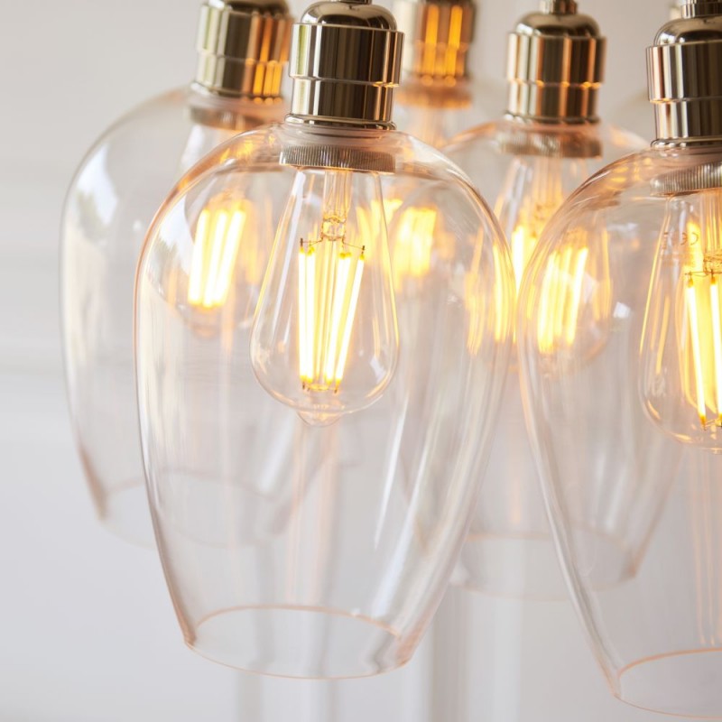 - Marinella - Bright Nickel 7 Light Cluster Pendant with Clear Glass Ambience-120643 - Marinella - Bright Nickel 7 Light Cluster Pendant with Clear Glass