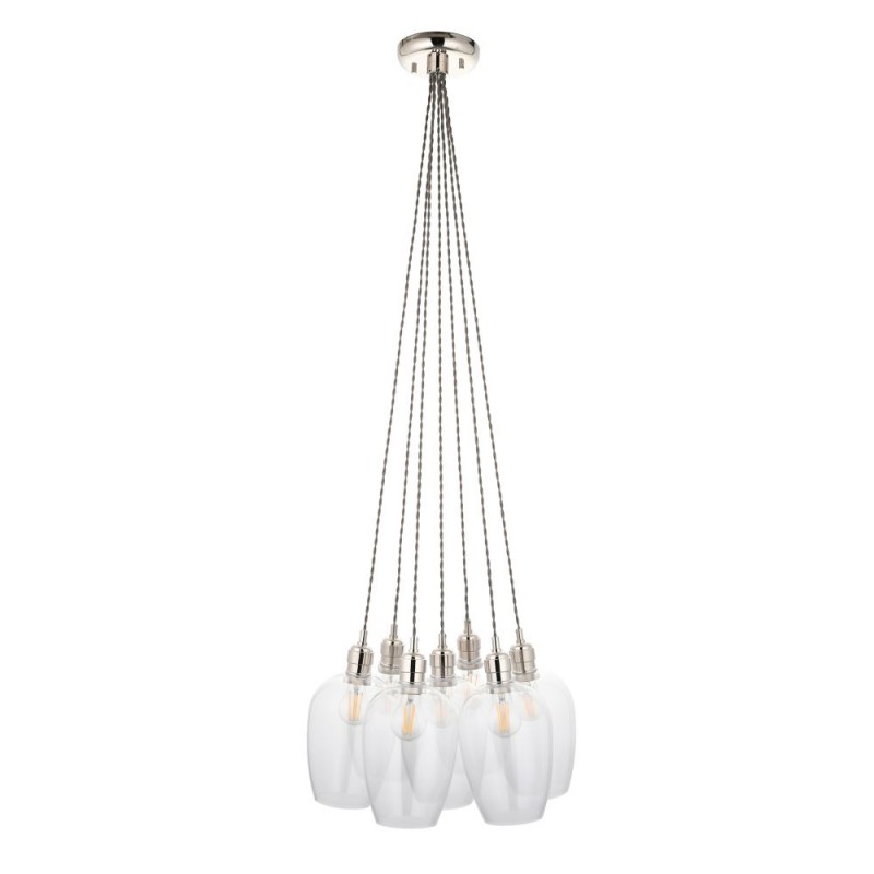 - Marinella - Bright Nickel 7 Light Cluster Pendant with Clear Glass Ambience-120643 - Marinella - Bright Nickel 7 Light Cluster Pendant with Clear Glass