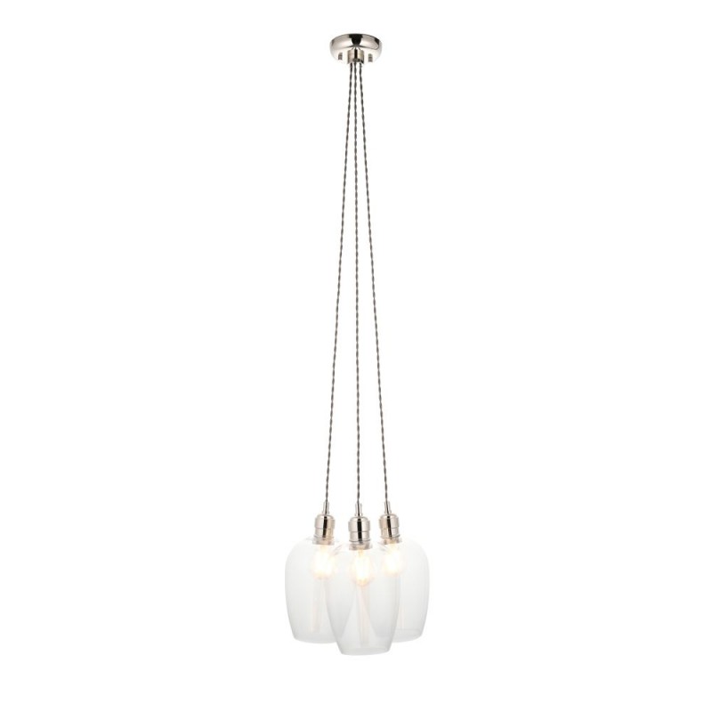 Ceiling Lights - Marinella - Bright Nickel 3 Light Cluster Pendant with Clear Glass Ambience-120644 - Marinella - Bright Nickel 3 Light Cluster Pendant with Clear Glass
