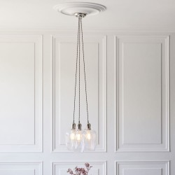Marinella - Bright Nickel 3 Light Cluster Pendant with Clear Glass Marinella - Bright Nickel 3 Light Cluster Pendant with Clear Glass