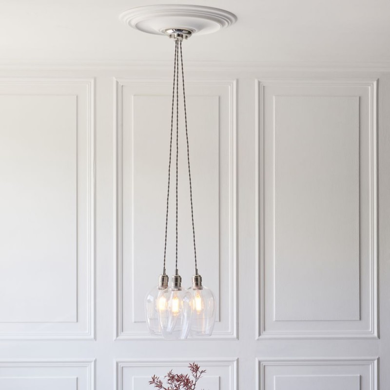 Ceiling Lights - Marinella - Bright Nickel 3 Light Cluster Pendant with Clear Glass Ambience-120644 - Marinella - Bright Nickel 3 Light Cluster Pendant with Clear Glass