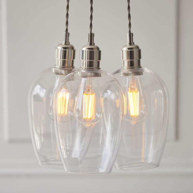Ceiling Lights - Marinella - Bright Nickel 3 Light Cluster Pendant with Clear Glass Ambience-120644 - Marinella - Bright Nickel 3 Light Cluster Pendant with Clear Glass