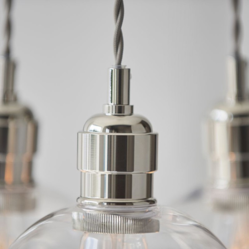Ceiling Lights - Marinella - Bright Nickel 3 Light Cluster Pendant with Clear Glass Ambience-120644 - Marinella - Bright Nickel 3 Light Cluster Pendant with Clear Glass