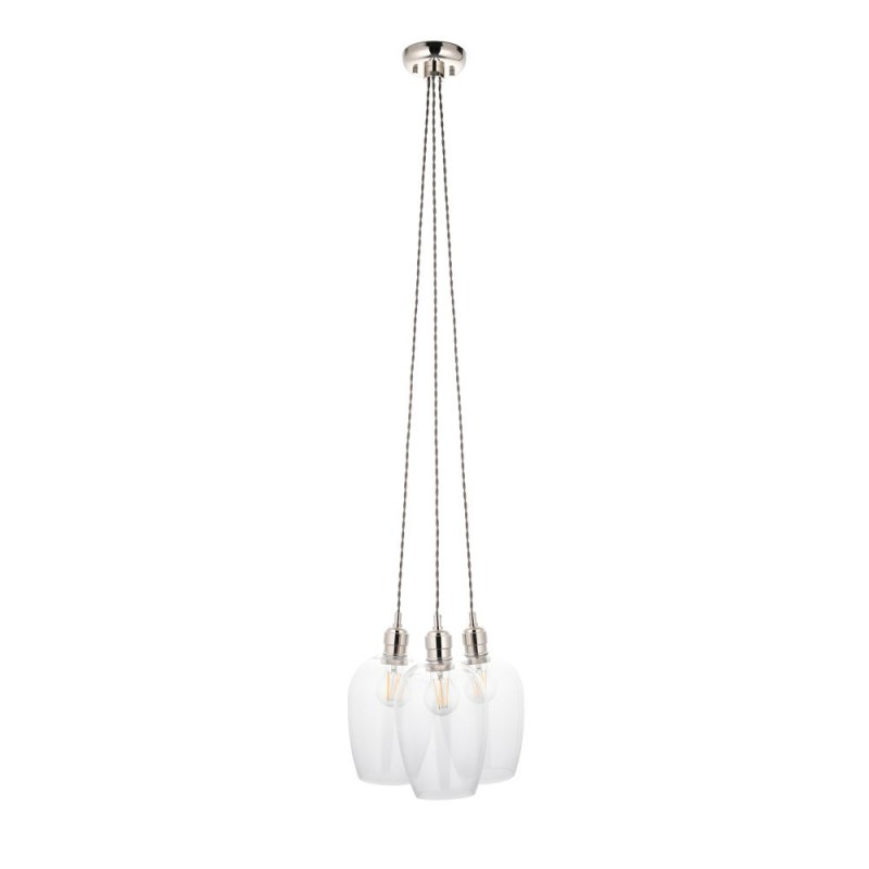 Ceiling Lights - Marinella - Bright Nickel 3 Light Cluster Pendant with Clear Glass Ambience-120644 - Marinella - Bright Nickel 3 Light Cluster Pendant with Clear Glass