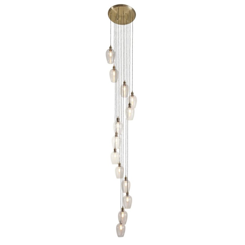 - Marinella - Antique Brass 13 Light Cluster Pendant with Clear Glass Ambience-120645 - Marinella - Antique Brass 13 Light Cluster Pendant with Clear Glass