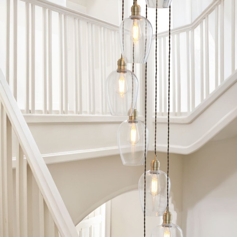 - Marinella - Antique Brass 13 Light Cluster Pendant with Clear Glass Ambience-120645 - Marinella - Antique Brass 13 Light Cluster Pendant with Clear Glass