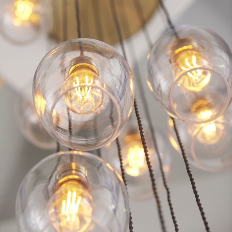 - Marinella - Antique Brass 13 Light Cluster Pendant with Clear Glass Ambience-120645 - Marinella - Antique Brass 13 Light Cluster Pendant with Clear Glass