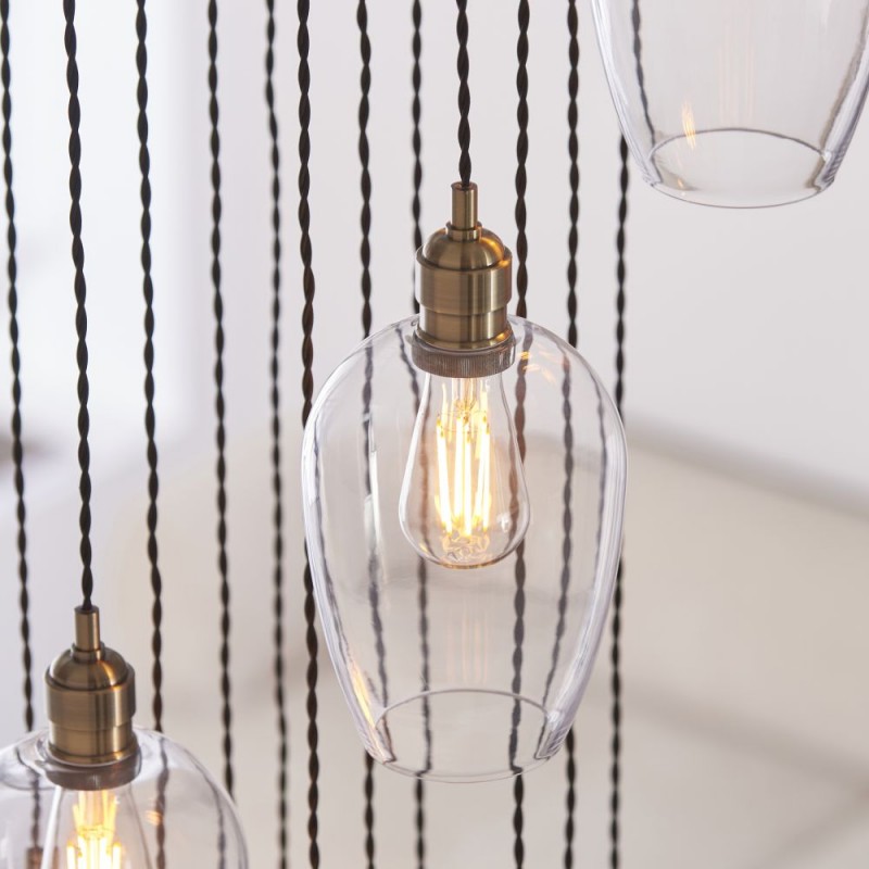- Marinella - Antique Brass 13 Light Cluster Pendant with Clear Glass Ambience-120645 - Marinella - Antique Brass 13 Light Cluster Pendant with Clear Glass