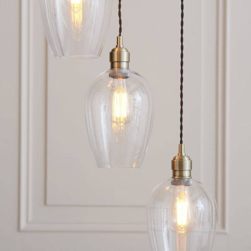 - Marinella - Antique Brass 7 Light Cluster Pendant with Clear Glass Ambience-120646 - Marinella - Antique Brass 7 Light Cluster Pendant with Clear Glass