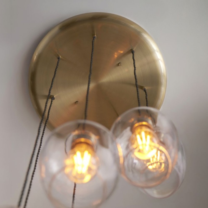 - Marinella - Antique Brass 7 Light Cluster Pendant with Clear Glass Ambience-120646 - Marinella - Antique Brass 7 Light Cluster Pendant with Clear Glass