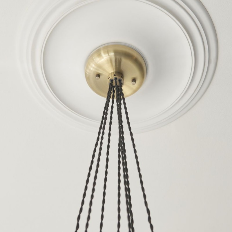 - Marinella - Antique Brass 7 Light Cluster Pendant with Clear Glass Ambience-120647 - Marinella - Antique Brass 7 Light Cluster Pendant with Clear Glass
