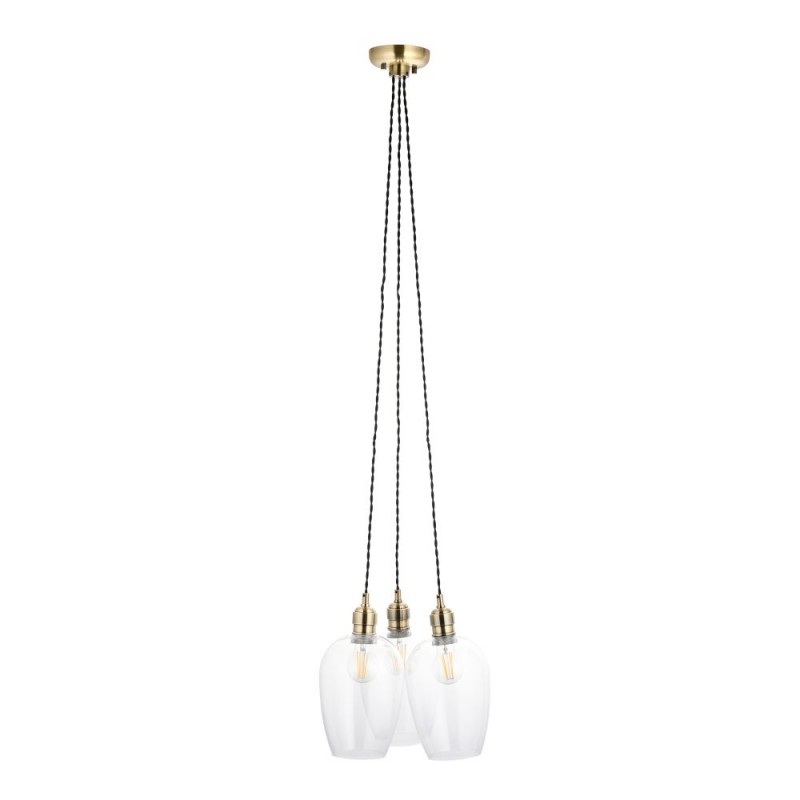 - Marinella - Antique Brass 3 Light Cluster Pendant with Clear Glass Ambience-120648 - Marinella - Antique Brass 3 Light Cluster Pendant with Clear Glass