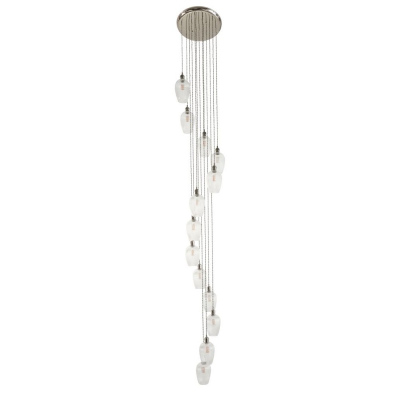 Ceiling Lights - Marinella - Bright Nickel 13 Light Cluster Pendant with Clear Ribbed Glass Ambience-120653 - Marinella - Bright Nickel 13 Light Cluster Pendant with Clear Ribbed Glass