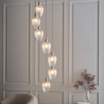 Marinella - Bright Nickel 7 Light Cluster Pendant with Clear Ribbed Glass Marinella - Bright Nickel 7 Light Cluster Pendant with Clear Ribbed Glass