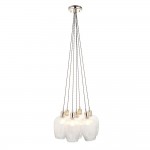 Marinella - Bright Nickel 7 Light Cluster Pendant with Clear Ribbed Glass Marinella - Bright Nickel 7 Light Cluster Pendant with Clear Ribbed Glass