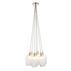 Marinella - Bright Nickel 7 Light Cluster Pendant with Clear Ribbed Glass Marinella - Bright Nickel 7 Light Cluster Pendant with Clear Ribbed Glass