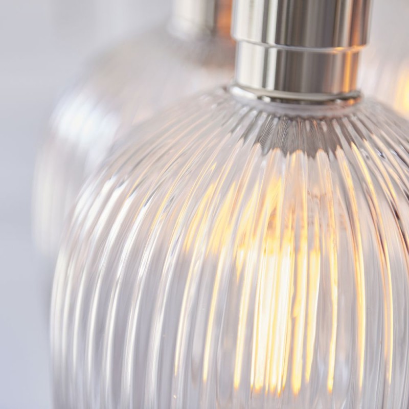 - Marinella - Bright Nickel 7 Light Cluster Pendant with Clear Ribbed Glass Ambience-120651 - Marinella - Bright Nickel 7 Light Cluster Pendant with Clear Ribbed Glass