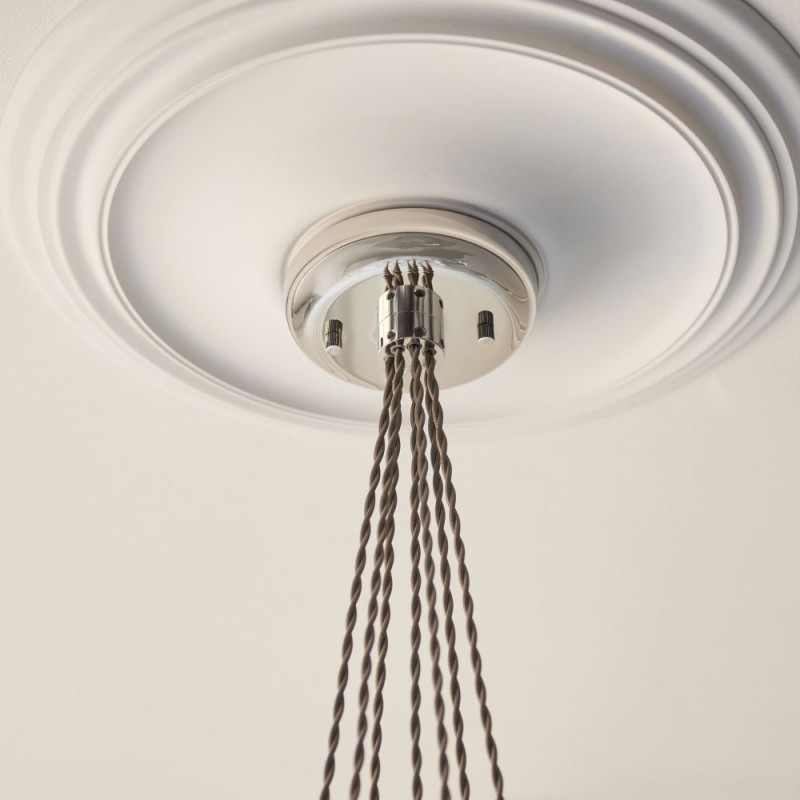 - Marinella - Bright Nickel 7 Light Cluster Pendant with Clear Ribbed Glass Ambience-120651 - Marinella - Bright Nickel 7 Light Cluster Pendant with Clear Ribbed Glass