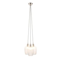 Marinella - Bright Nickel 3 Light Cluster Pendant with Clear Ribbed Glass Marinella - Bright Nickel 3 Light Cluster Pendant with Clear Ribbed Glass