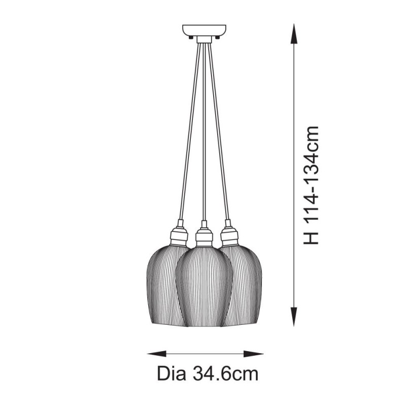 - Marinella - Bright Nickel 3 Light Cluster Pendant with Clear Ribbed Glass Ambience-120652 - Marinella - Bright Nickel 3 Light Cluster Pendant with Clear Ribbed Glass
