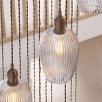 Marinella - Antique Brass 13 Light Cluster Pendant with Clear Ribbed Glass