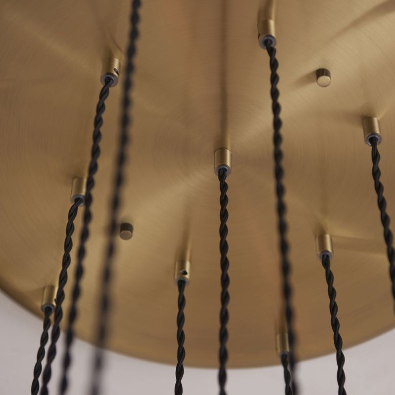 Ceiling Lights - Marinella - Antique Brass 13 Light Cluster Pendant with Clear Ribbed Glass Ambience-120649 - Marinella - Antique Brass 13 Light Cluster Pendant with Clear Ribbed Glass