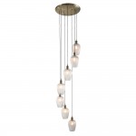 Marinella - Antique Brass 7 Light Cluster Pendant with Clear Ribbed Glass Marinella - Antique Brass 7 Light Cluster Pendant with Clear Ribbed Glass