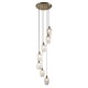 - Marinella - Antique Brass 7 Light Cluster Pendant with Clear Ribbed Glass Ambience-120654 - Marinella - Antique Brass 7 Light Cluster Pendant with Clear Ribbed Glass