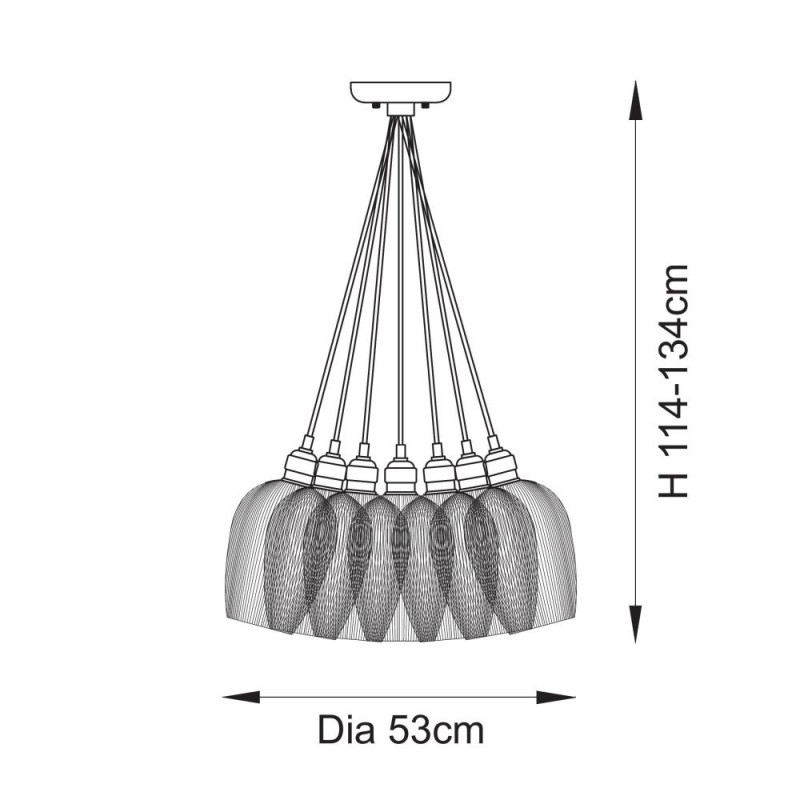 - Marinella - Antique Brass 7 Light Cluster Pendant with Clear Ribbed Glass Ambience-120655 - Marinella - Antique Brass 7 Light Cluster Pendant with Clear Ribbed Glass
