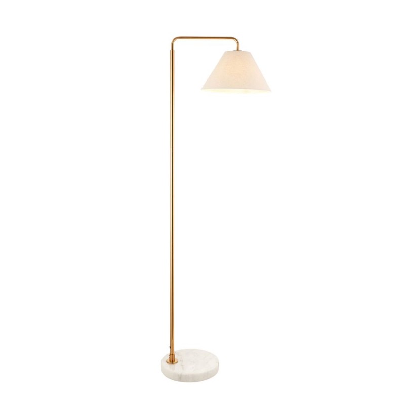 Endon-120743 - Wallbridge - Brushed Aged Brass & Marble Floor Lamp with Natural Linen Shade