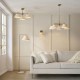 Endon-120743 - Wallbridge - Brushed Aged Brass & Marble Floor Lamp with Natural Linen Shade