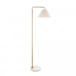 Wallbridge - Brushed Aged Brass & Marble Floor Lamp with Natural Linen Shade