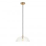 Eltham & Carnation - Brushed Aged Brass Pendant with Decorative Glass